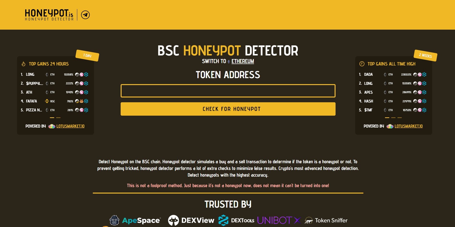 Honeypot.is – сервис для проверки на honeypot токены